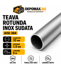 Teava rotunda inox sudata AISI 304, 32 x 1.5 mm, 6 metri Teava rotunda inox sudata AISI 304, 32 x 1.5 mm, 6 metri